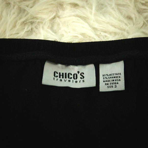 Chico's 3 Size XL Black Travelers Asymmetrical Pull On Stretch Midi Knit Skirt - Picture 3 of 5